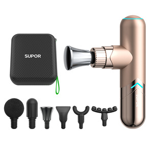 Supor Mini pistola de masaje con 6 cabezales, 12 niveles de velocidad, masajeador portátil recargable por USB para relajación muscular - Product Image 1
