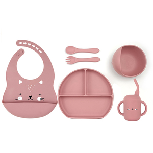 Vajilla de silicona para niños de grado alimenticio, vajilla de comedor para niños, plato de alimentación, cuenco de silicona, cuchara y tenedor, juegos de bebé - Product Image 2