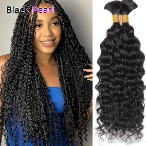 Perruques brésiliennes de cheveux humains Remy tressage en vrac pas de trame tresses bohème de vague d'eau bouclée profonde ciblées pour un look unique et élégant - Product Image 2