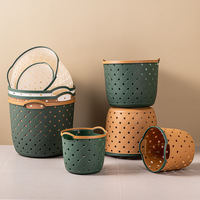 Panier de rangement moderne en plastique PP pour petite salle de bain, organisateur de maquillage circulaire, conteneur tressé pour collations, jouets, vêtements, panier à linge domestique