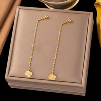 Boucles d'oreilles Novirassine en gros, étanches, motif floral et lettre, pour femmes, en acier inoxydable plaqué or 18 carats, luxe léger, haut de gamme