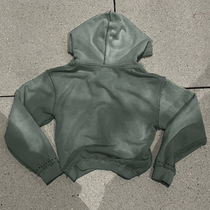 <span class=keywords><strong>Sudadera</strong></span> con <span class=keywords><strong>capucha</strong></span> extragrande para hombre, personalizada, con pedrería, de tejido grueso, con lavado ácido, efecto desgastado por el sol, bordado y <span class=keywords><strong>cremallera</strong></span>, estilo streetwear - Product Image 2