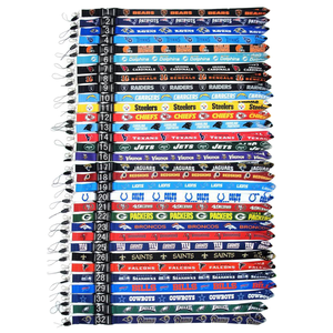 Tùy Chỉnh Chất Lượng Cao Polyester Dây Buộc Với Móc Cho Bóng Bầu Dục NFL Đội Bóng Đá Theo Chủ Đề Màn Hình Lụa In Id Thẻ Keychain - Product Image 1