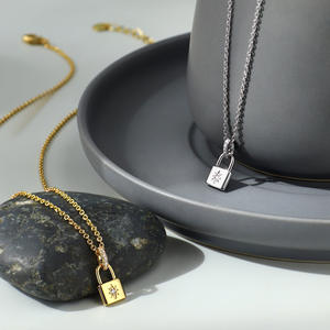 Collar con colgante de Latón chapado en oro de 14 quilates para mujer, cadena de eslabones, piedra de circón clásica, regalo de aniversario, novedad - Product Image 4