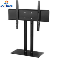 Zeno 32-70 Inch Led Tabletop Tv Stand dengan Kaca Tempered dan Basis SPCC untuk Televisi, Tinggi Dapat Disesuaikan, Standar VESA.