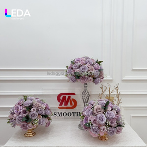 Bola de Flores Artificiales LEDA, Color Morado Polvoriento, Centro de Mesa para Bodas, Bola Floral de Seda para Decoración de Eventos, Banquetes y Fiestas - Product Image 3