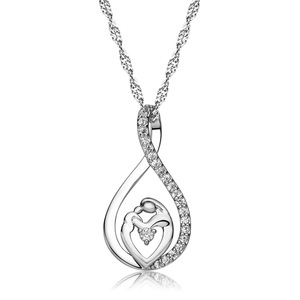 Collier pendentif pierre de naissance en zircon plaqué or 14 carats, chaîne torsadée style Singapour, pour femme, Fête des Mères - Product Image 2