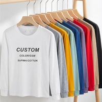 T-shirt à manches longues en coton uni personnalisé pour homme, coupe oversize, impression, prix bas, vente en gros