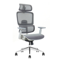 Nouvelle chaise de bureau de direction ergonomique contemporaine de luxe blanche, série ST8, fonctionnalités réglables, cadre en aluminium, matériau en maille