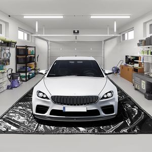 Tapis <span class=keywords><strong>de</strong></span> sol <span class=keywords><strong>de</strong></span> garage imperméable pour sous la voiture, tapis <span class=keywords><strong>de</strong></span> confinement robuste <span class=keywords><strong>de</strong></span> 7'9 "x 18 'avec raclette <span class=keywords><strong>de</strong></span> sol gratuite, protège le sol du garage - Product Image 1