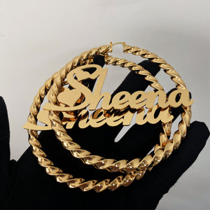 أقراط حلقية من الفولاذ المقاوم للصدأ بتصميم حبل ملتوي وقطع بالليزر، هدايا عيد الحب، معتمدة من CE، مضادة للحساسية - Product Image 1