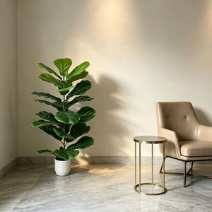Plante artificielle Ficus lyrata en pot, décoration intérieure verte pour salon, décoration moderne pour la maison, arbre de luxe haut de gamme - Product Image 1