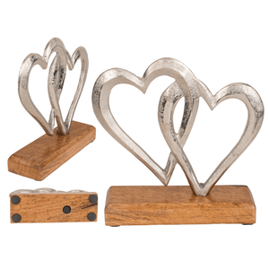 Coeur double en métal argenté, - Product Image 1