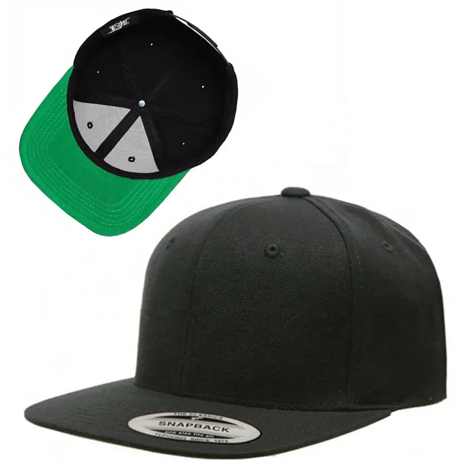 wholesale Custom Logo flat brim plain snapback cap hat Cotton 6 Panel Snap back cap and hats