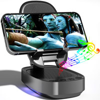 Soporte para Teléfono Celular Inalámbrico con Altavoz, Luz Ambiental RGB, Altura Ajustable, Montaje en Tablero, Base Antideslizante, Sonido Envolvente HD