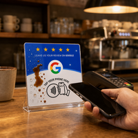 Carte NFC étanche LK Guangdong 13,56 MHz pour avis Google, en acrylique adhésif, puce NTAG213, pour restaurants, hôtels, commerces, réseaux sociaux
