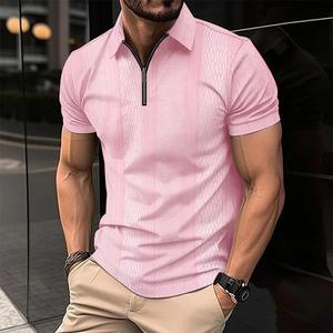 T-shirt Homme Été 2024 Haute Qualité Séchage Rapide Coupe Ajustée avec Fermeture Éclair Logo Golf Brodé Personnalisé Tricoté à Volants pour Chemise - Product Image 2