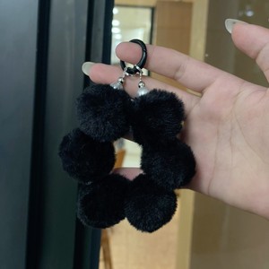Porte-clés en peluche pompon coloré, <span class=keywords><strong>cordon</strong></span> anti-perte pour téléphone portable avec perles et breloque boule de poils, bijou à suspendre - Product Image 1