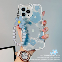 Adorable sangle de téléphone transparente 3D à motif floral, commande en gros, livraison mondiale, coques de téléphone pour iPhone avec grip inclus