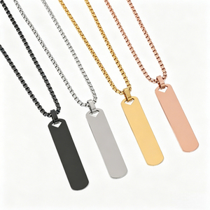 Collana con Ciondolo Personalizzabile per Uomo, Design Vuoto Incidibile in Acciaio Inossidabile 316L, Impermeabile, Placcatura PVD, Nome e Logo Personalizzati ODM/OEM - Product Image 1