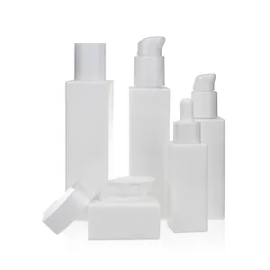 Wholesale Empty White Ceramic Cosmetic Packaging Square Glass Bottle Jar paint spraying lotion bottle color paint set