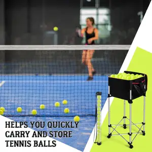 Kunden spezifischer leichter Tennis Coaching Cart Hopper Faltbarer Tennisball korb mit Rädern