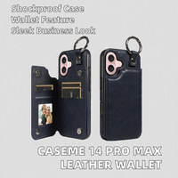 Étui portefeuille en cuir PU CaseMe pour 14 Pro Max avec design antichoc et fonction magnétique à clapet, sac OPP