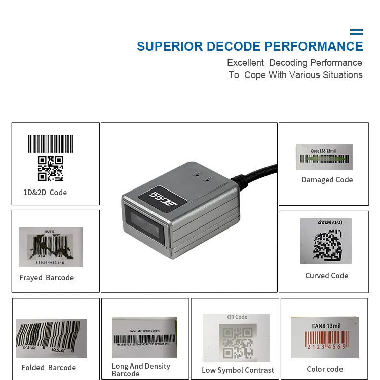 Tourniquet automatique intégré Oem code qr mrz 2D scanner de matrice de données lecteur de passeport à montage fixe