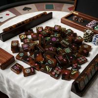 Tuiles de Mahjong en Acrylique Écologique Durable Effet Écaille de Tortue, Qualité Casino Américaine Lisse et Polie pour Jeu Quotidien