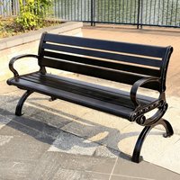 Banc de parc en aluminium coulé résistant à la rouille, banc de jardin en métal commercial pour l'extérieur, résistant aux intempéries, 3 places, banc public