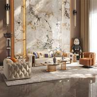 Luxuriöses Hochwertiges Echtes Leder Chesterfield Modulares Schlafsofa Set mit Goldenen Beinen Gepolsterte Wohnzimmermöbel
