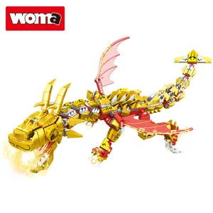 Woma Speelgoed Compatibel Grote Merken Kids Jurassic World Gouden Fire Dragon Bebouwbare Bouwstenen Speelgoed Model Diy Bricks