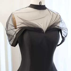 Jancember SF026 Elegante Dubai Hochgeschlossene Glänzende Schwarze Abendkleider für Festliche Anlässe - Product Image 6