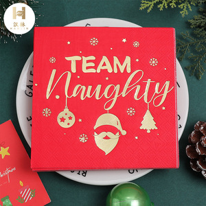 Cross-border Christmas party napkin creative hot foil stamping <b>set</b>, <b>square</b> paper decoration, disposable paper napkin wholesale - Product Image 1