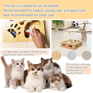 Boîte de jeu interactive en bois de luxe <span class=keywords><strong>pour</strong></span> chat, jeu de chasse intelligent <span class=keywords><strong>pour</strong></span> chatons d'intérieur, centre d'activités stimulant l'intelligence et l'entraînement du QI - Product Image 4