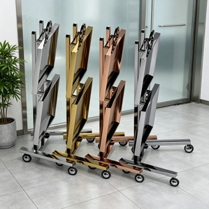Modern Luxury Gold Frame Salon Utility Cart Height Adjustable Double Glass <strong>Tray</strong> 4-Wheel Smooth Casters Anti-Rust Trolley - Product Image 1
