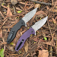 Couteau pliant EMHTiii en acier haute teneur en carbone 8Cr14, couteau de chasse pliant de poche en acier pakistanais avec motif Damas au laser, vente en gros