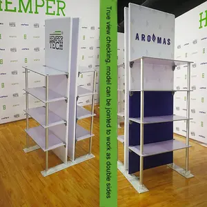 New Design Trade Show Portable Light Weight 3 Shelves Floor Standing Advertising Expo Exhibition Portable Tradeshow Display Rack