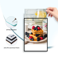 Boîte Lumineuse LED Cadre Clic A1 A2 A3 A4, Cadre d'Affiche en Verre Trempé pour Menus de Restaurant, Enseigne Publicitaire LED