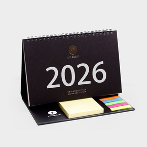 Factory Direct Sale Spiral Binding Calender Printed Custom Logo 2025/2026 Table Desk Flip Calendarios with Sticky Note