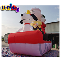 Snoopy Noël Gonflable 420D Oxford Modèle 8m Arbre Père Noël Dessin Animé Souffleur d'Air Certifié CE Installation Facile Couleur Personnalisable