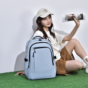 Nouveau Sac à Dos Portable en Polyester Imperméable et Respirant, Style Coréen Tendance, avec Fermeture Éclair, Simple, Couleur Unie, pour Activités de Plein Air - Product Image 1