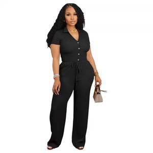 Conjunto de Dos Piezas para Mujer, Camisa Casual Holgada de Verano, Pantalón de Pierna Ancha, Poliéster Transpirable, Primavera/Otoño - Product Image 5