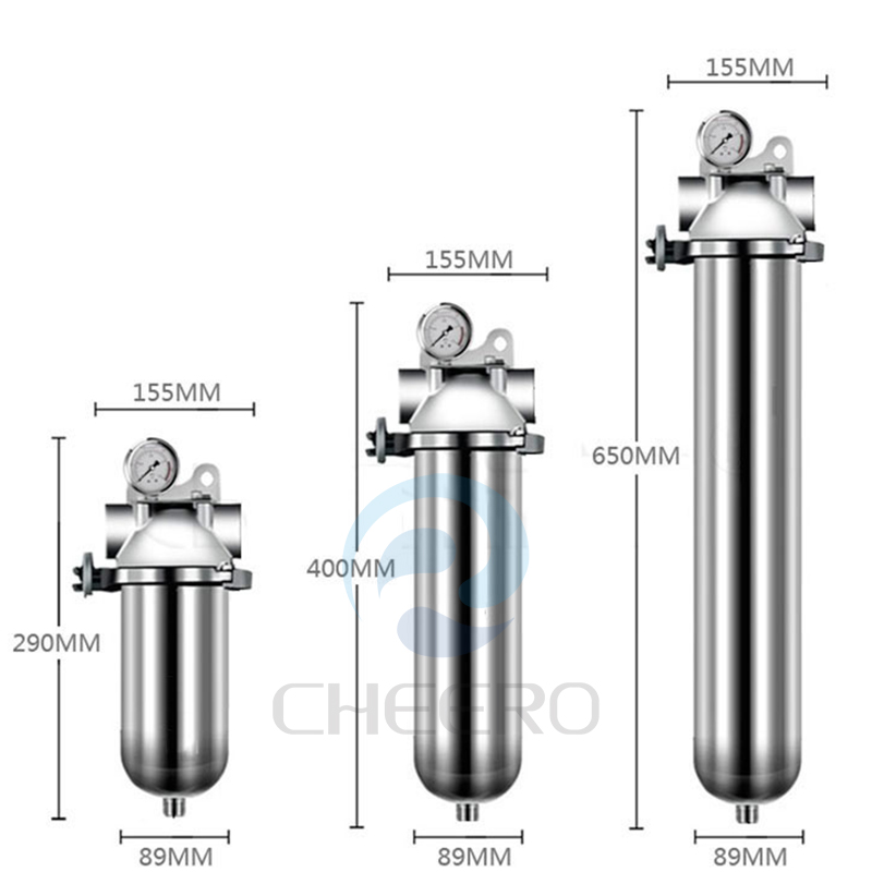 5 pouces/10 pouces/20 pouces en acier inoxydable 304 boîtier préfiltre à eau haute pression système de traitement liquide filtre à eau