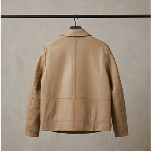 Nouvelle <span class=keywords><strong>veste</strong></span> en <span class=keywords><strong>cuir</strong></span> kaki pour femme, col à revers, bouton unique, cordon de serrage réglable, poche latérale, manteau court - Product Image 3