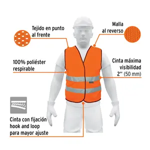 Gilet de sécurité orange BOX 5 avec bandes haute visibilité - Product Image 1