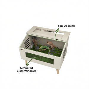 Cage à tortues pour reptiles, en bois, rectangulaire, ouverture supérieure, style moderne, pour intérieur - Product Image 1