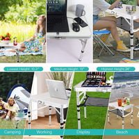 Table pliante d'extérieur légère et portable en aluminium, réglable en hauteur, pour le camping, le pique-nique et le rangement