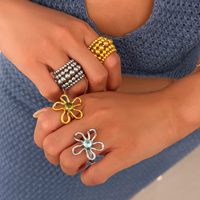 NOUVEAU BOHO SUPER BEAD WEAVE CHUNKY MINIMALISTE DANSEUR GYPSY RING Dazan HOT 18k PVD Plaqué Or Acier Inoxydable Lady BIKINI BIJOUX