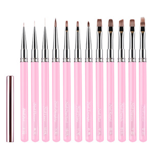 Ensemble professionnel de pinceaux à ongles à manche triangulaire, plats, ovales, ronds, pour le gel, le liner et le dessin de French manucure pour le nail art - Product Image 5